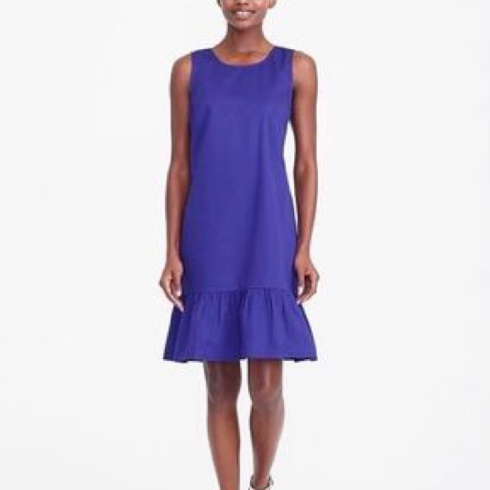 J. Crew Factory Indigo Bow-Back Ruffle Flounce Dress